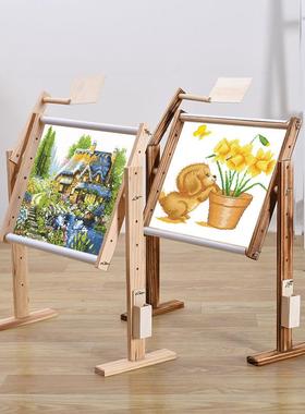 松木可调刺绣花架 床上绣十字绣架 台式绣架子大号创意苏绣框支架