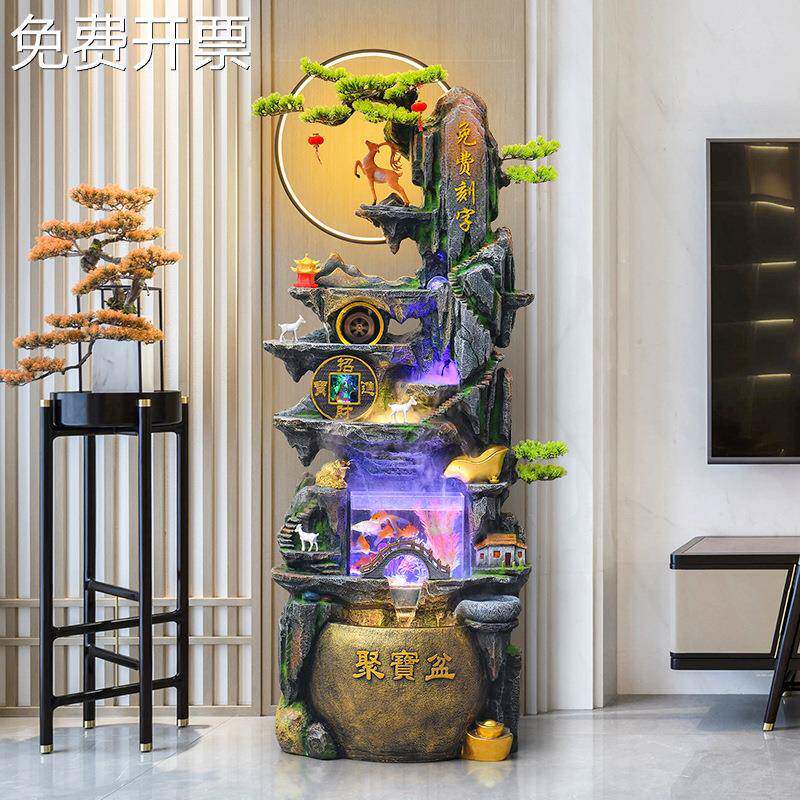 风水轮假山喷泉流水摆件招财聚宝盆循环水落地鱼缸乔迁开业贺礼品