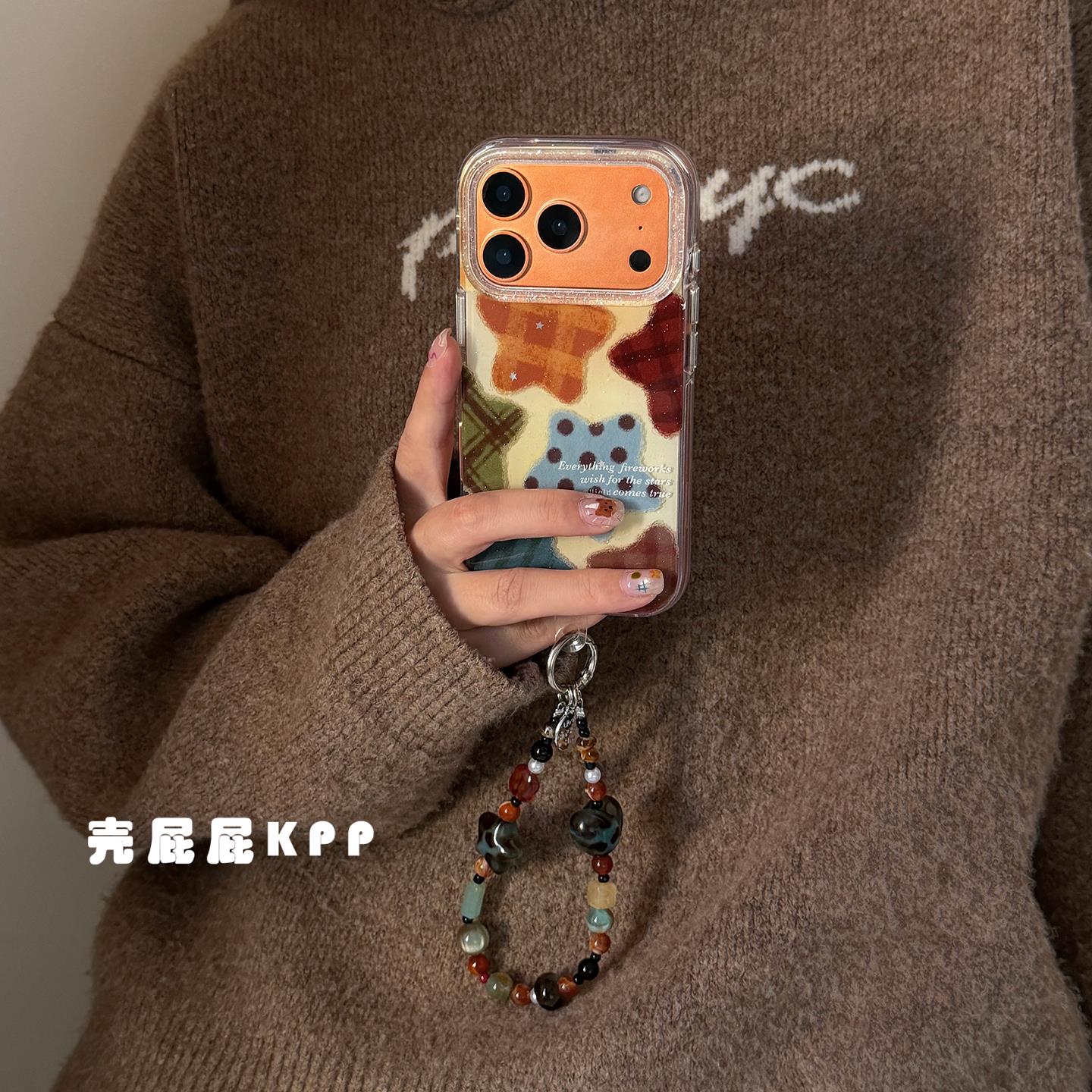格纹波点星星ins15适用17pro苹果17ProMax手机壳iPhone14全包17新款16Promax保护套13软手提17pro新款冰川纹