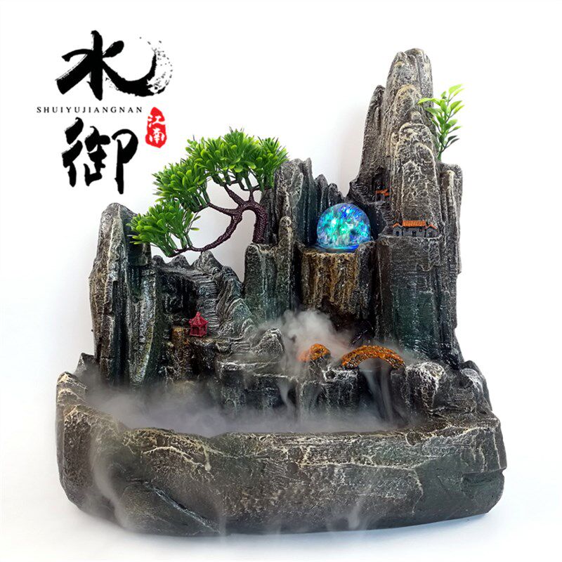 造雾加湿喷雾化器带灯抽水u泵摆件潜水泵流水喷泉假山盆景鱼缸配
