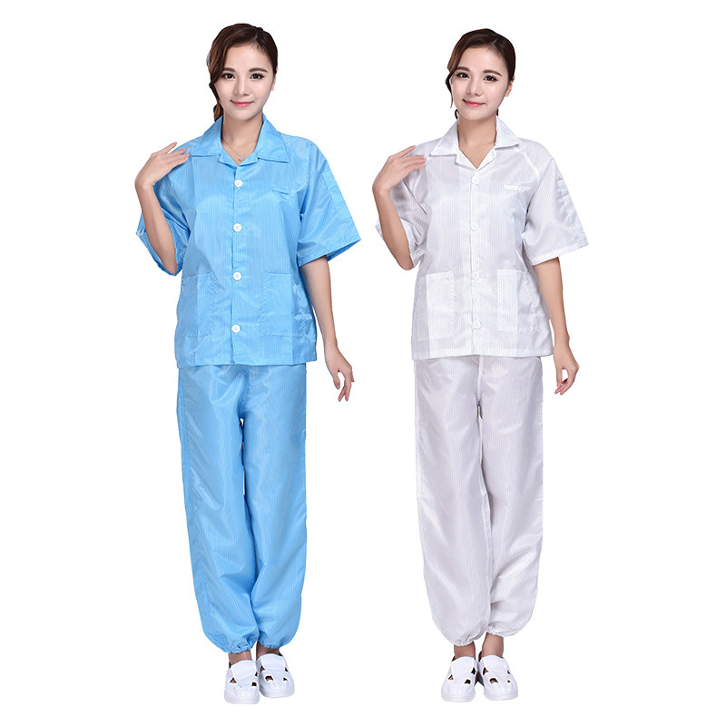 夏天防静电短袖j上衣防尘洁净无尘夹克夏季防护衣服分体工作服印