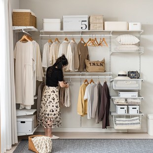 步入式衣帽间定制小m户型墙上整体开放式挂衣架金属简约经济型衣