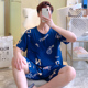 人造棉短袖 夏季 绵绸家居服宽松薄款 a棉绸睡衣套装 简约两件套 男士
