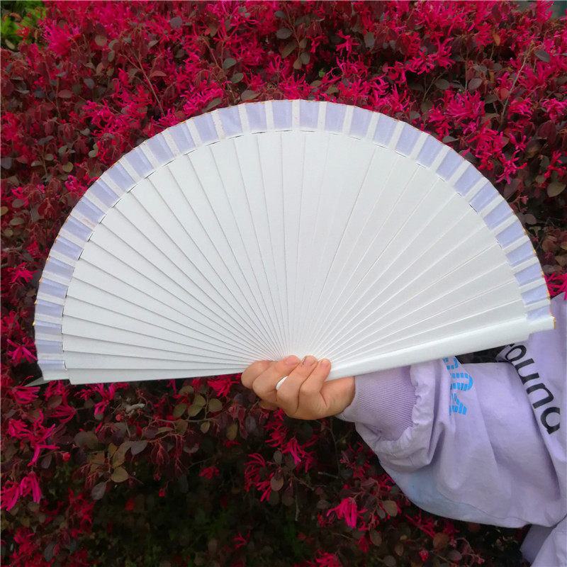 西班牙女b款折扇双面白色烤漆木工艺扇/团扇/喜扇/