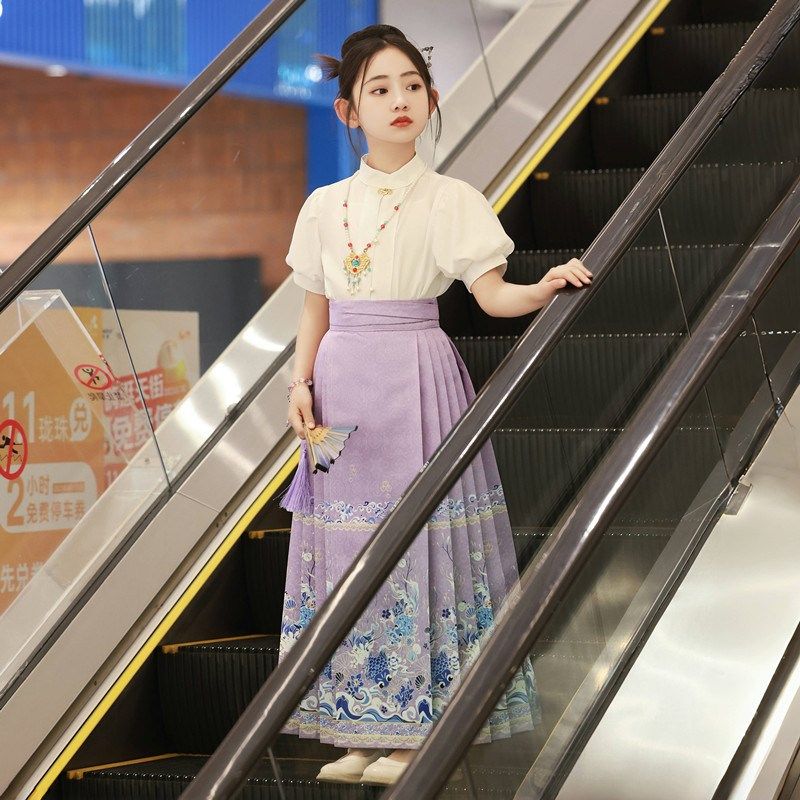 马面裙女童套装2024新s款夏季新中式国风唐装儿童汉服演出服夏秋,童装/婴儿装/亲子装,汉服,淘宝优惠券,粉丝福利购,淘宝优惠卷