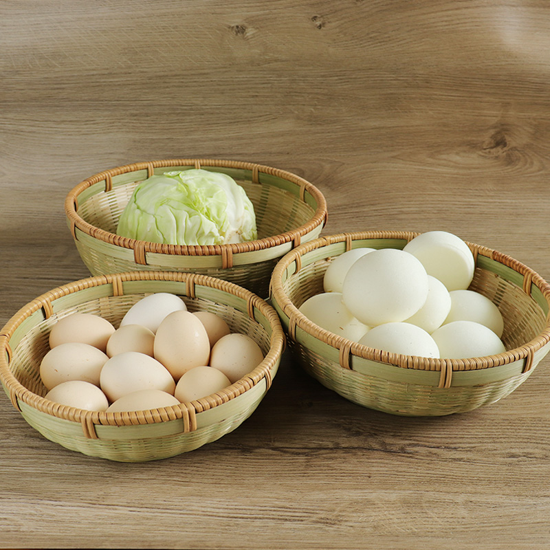 竹编制品竹篮子馒头m筐水果篮子点心托盘农家用编织圆簸箕竹筐筲