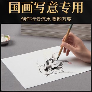宣纸国画纸b8k生宣纸水墨画纸半生熟宣纸画画工笔画熟宣纸初学者