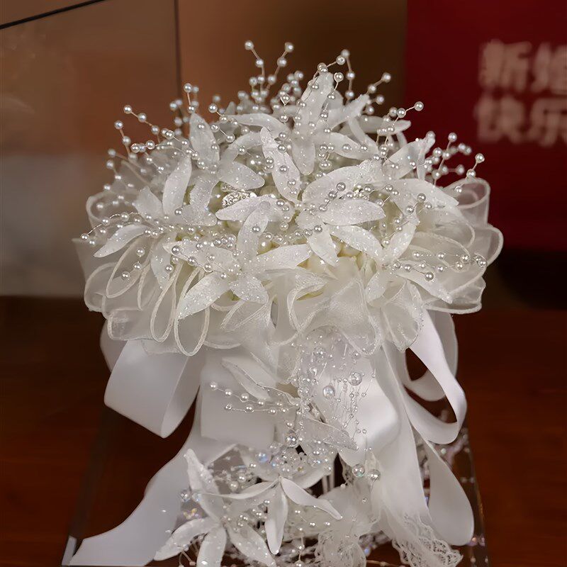 新娘diyd珍珠手捧花材料包成品婚纱拍摄结婚送新人闺蜜好朋友礼物