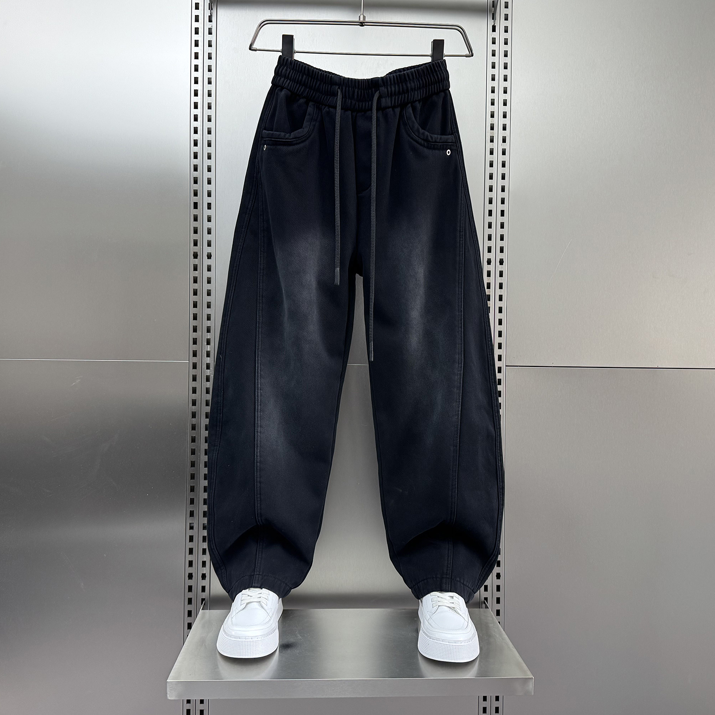 2025冬季新款加绒黑色休闲裤