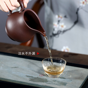 宜兴紫砂公道杯纯全手工老紫泥茶海名家分茶器大号酒樽带有把公杯