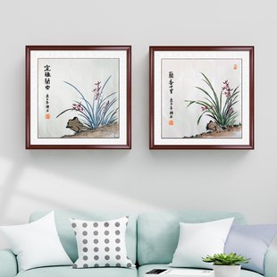 手绘客厅沙发背景玄关餐厅装 国画葫芦图新中式 饰挂画富贵牡丹花鸟