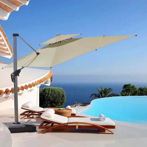 户外遮阳伞 庭院罗马伞别墅阳台室外花园大太阳能伞带LED灯沙滩伞