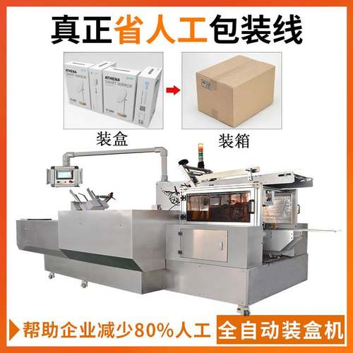 化妆镜全自动装盒机 高速小镜子入盒封盒机器  对接开箱装箱封箱