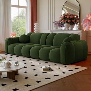 小巷旅作|法式复古风羊羔绒饼干沙发客厅小户型泡芙云朵直排沙发