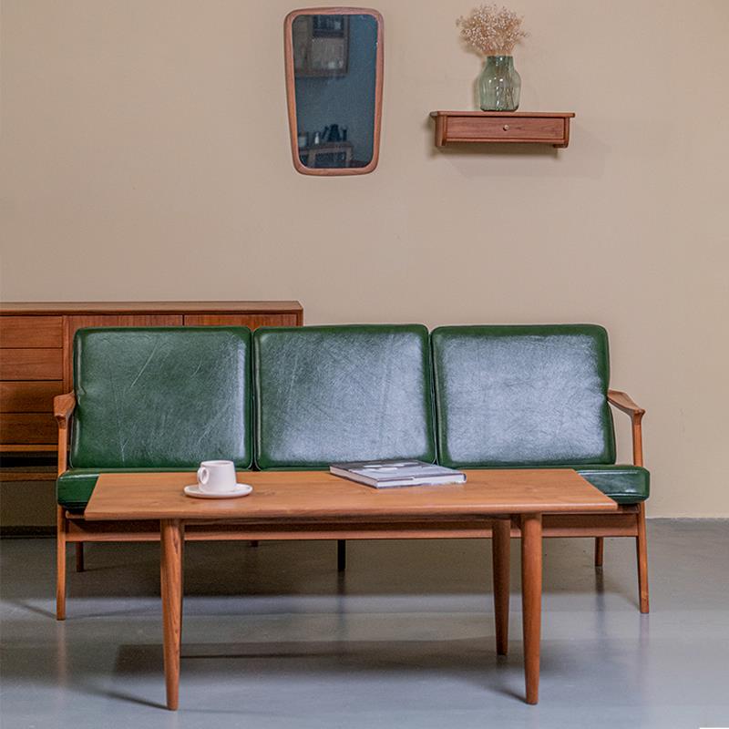 木纳家具北欧侘寂风缅甸柚木茶几沙发边几长方形小茶桌简约小户型