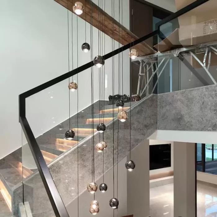 复式楼客厅大吊灯别墅轻奢水晶简约现代loft公寓跃层挑空楼梯吊灯