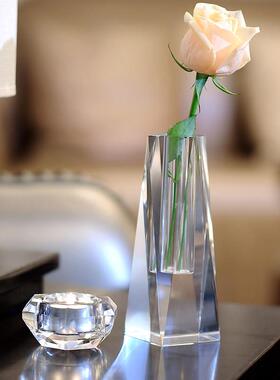 欧式水晶小花瓶小蜡烛台 酒店餐桌办公桌窗台装饰摆件