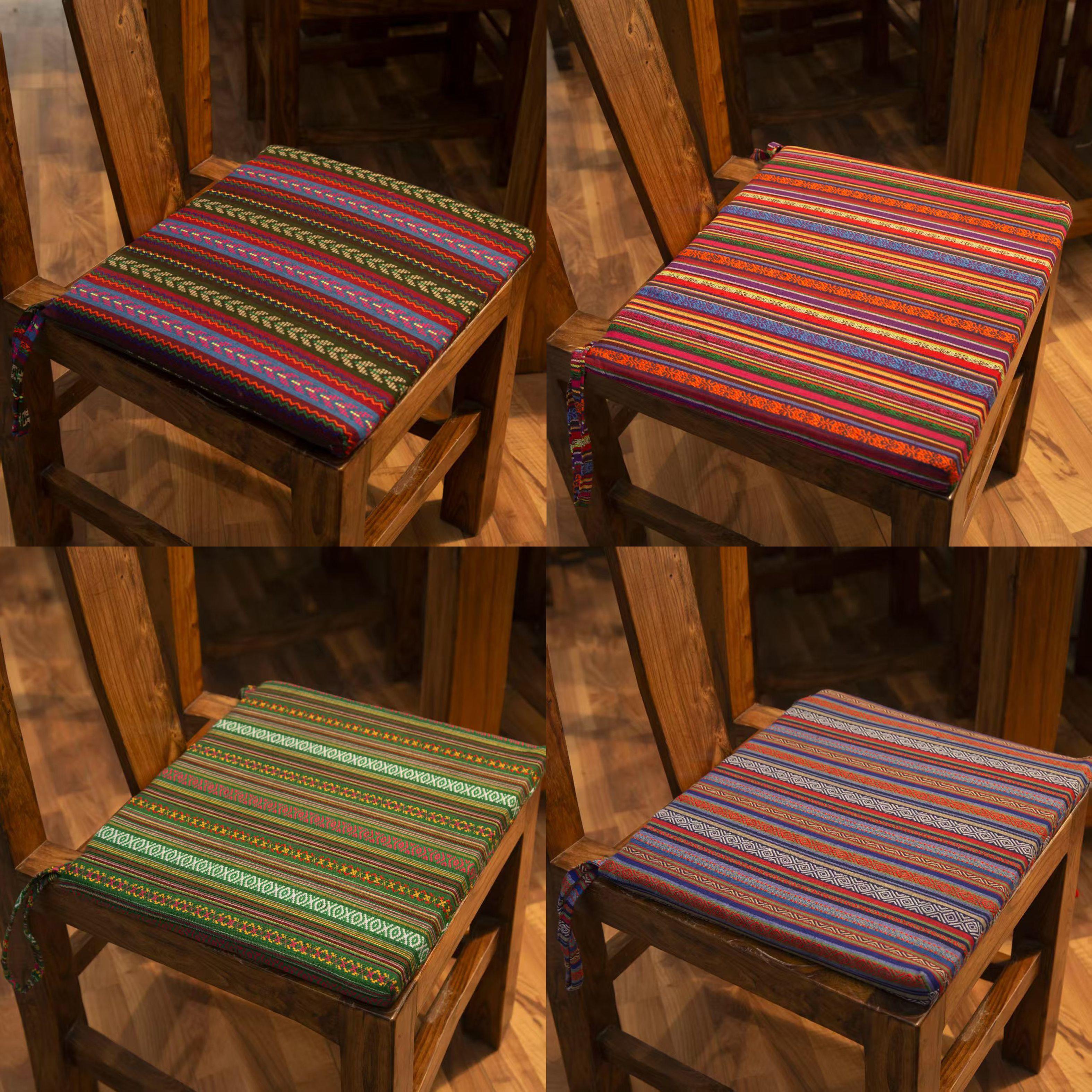 民族风椅子垫高密度加厚海绵榻榻米垫子茶馆民宿棉麻坐垫云南风情