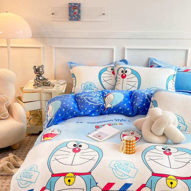 冬天可爱哆啦A梦珊瑚绒被套单件加厚绒双面牛奶绒宿舍法兰绒被罩