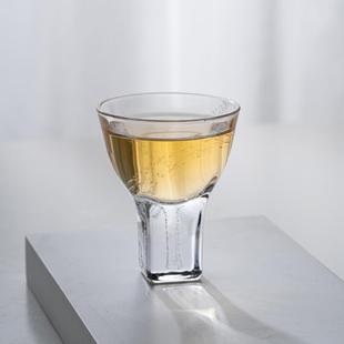 水晶玻璃杯四方底气泡茶盏主人杯个人杯高脚茶杯女士精致清酒杯子