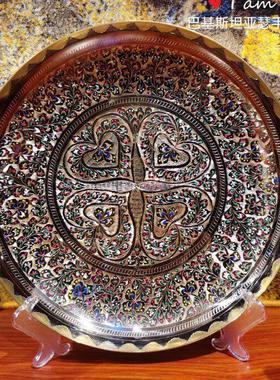 巴基斯坦铜雕背景墙装饰挂盘博古架玄关电视柜客厅圆圆满满摆件