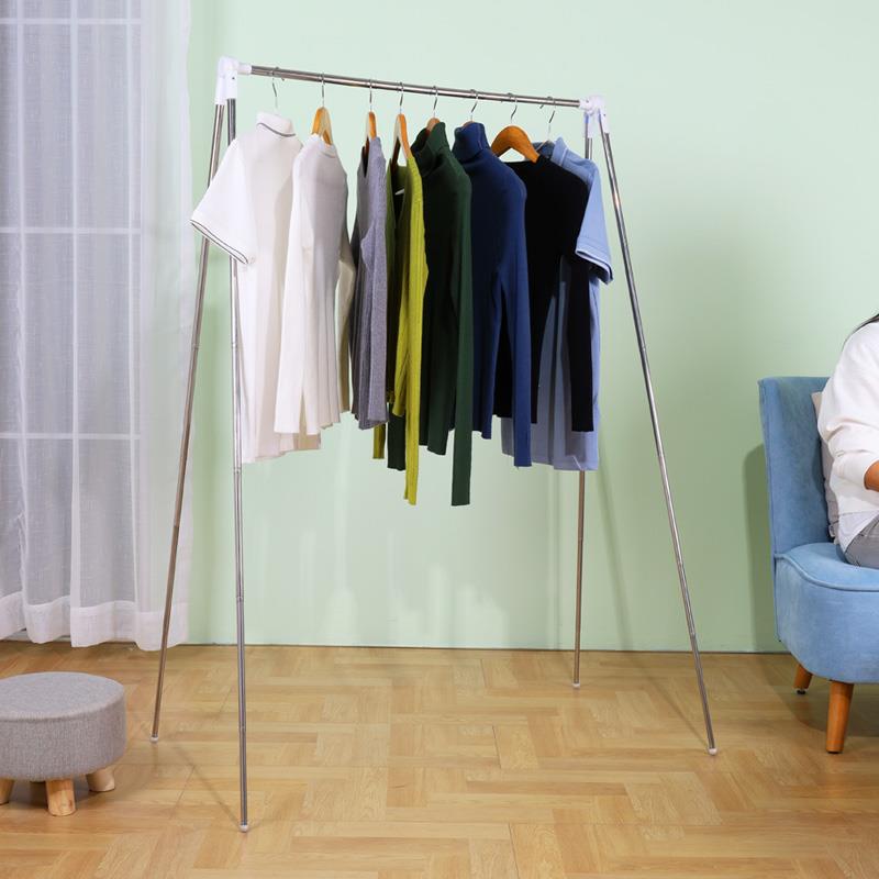 不锈钢晾衣架落地折叠室内阳台伸缩晾衣杆出差旅行可携式晾晒衣架