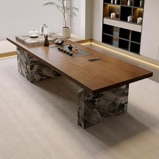 岛台茶桌茶盘嵌入式乌金石茶台烧水壶一体全自动客厅家用实木茶桌