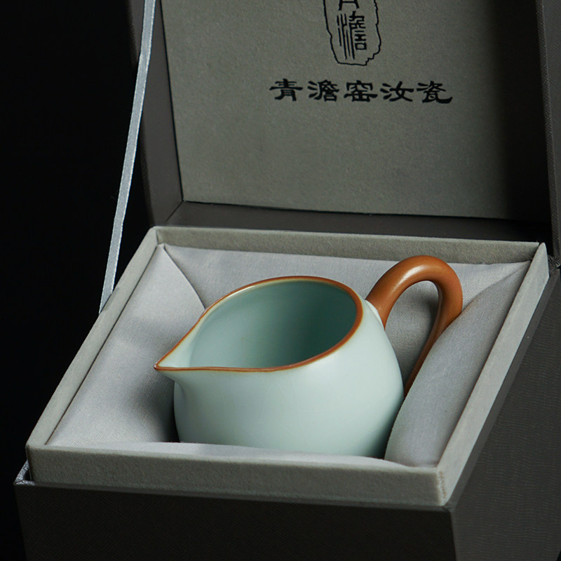汝窑公道杯陶瓷手工公杯单个分茶器茶海景德镇汝瓷茶具青瓷礼盒装