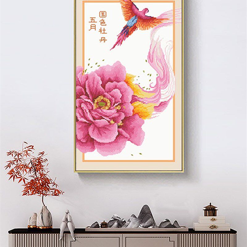 人工十字绣成品蓬莱仙境靠山图新款客厅古典风景山水名画纯手工