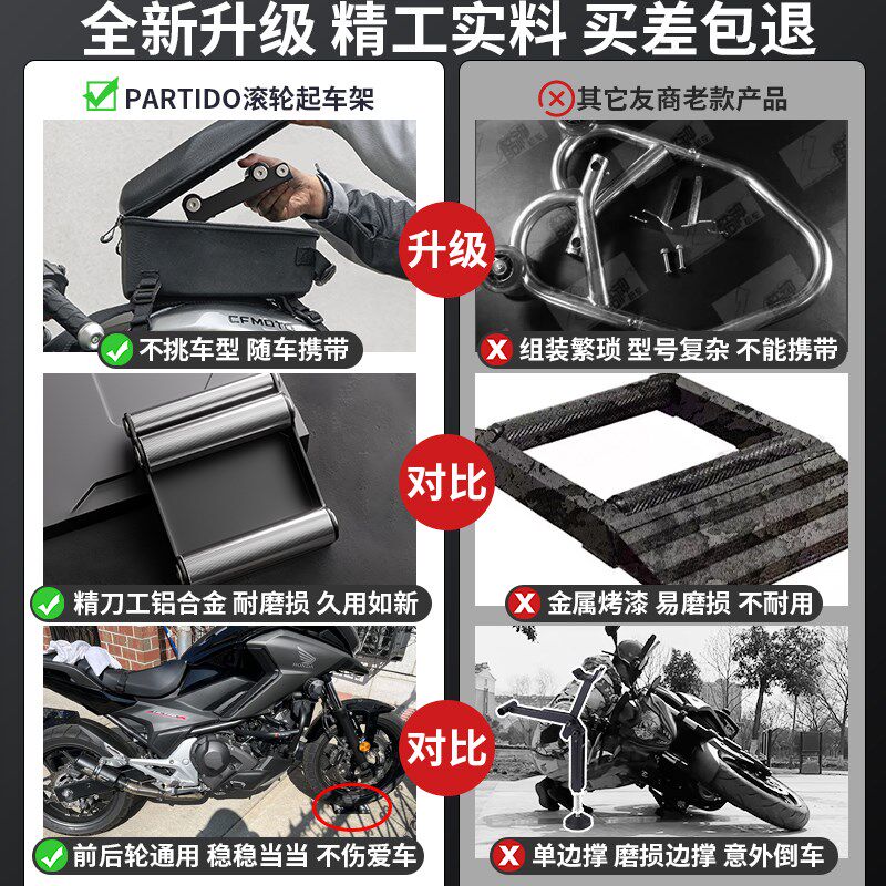 摩托车维修保养铝合金滚轮托架起车架前后轮支撑清洗链条轮胎支架