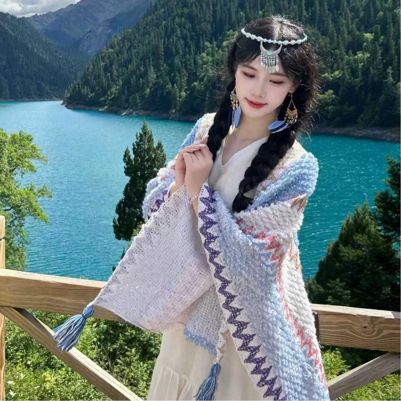 披肩女外搭配裙子旅游民族风针织