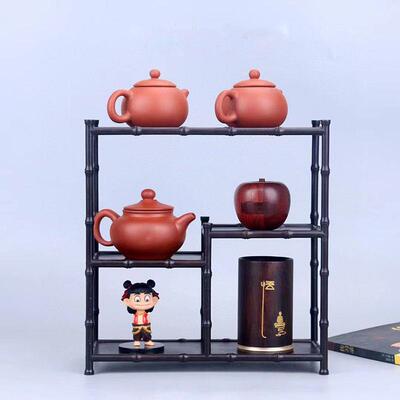 紫光檀竹节小博古架实木中式古典多宝阁置物架茶壶茶具展示架