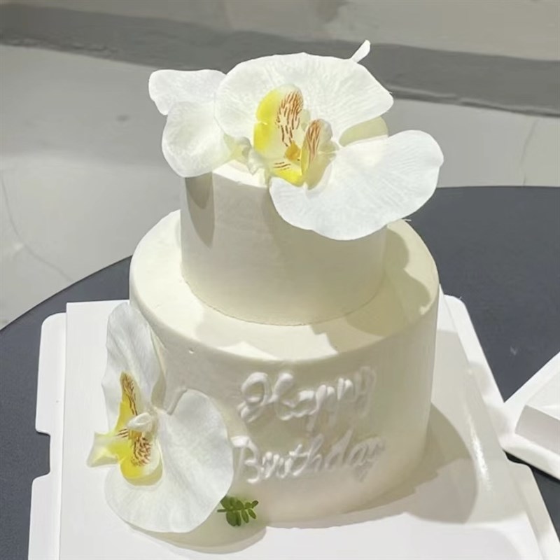 彷真蛋糕模型2026双层森系鲜花 花卉定制假蛋糕道具橱窗展示样品