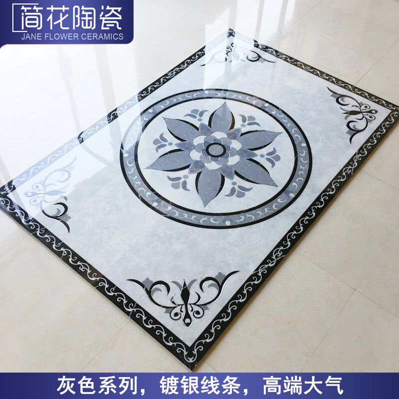 客厅拼花地砖800x800 欧式微晶石餐厅入户玄关过道地毯花瓷砖拼图