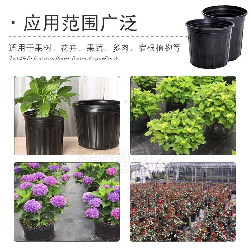 黑色加仑盆软塑料花盆加厚营养钵育苗盆简易苗圃花盆种植盆培育盆