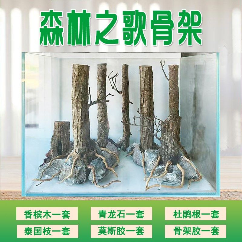 密林森林之歌鱼缸水草缸造景香槟木杉木景乌龟缸杜鹃根雨林缸水陆