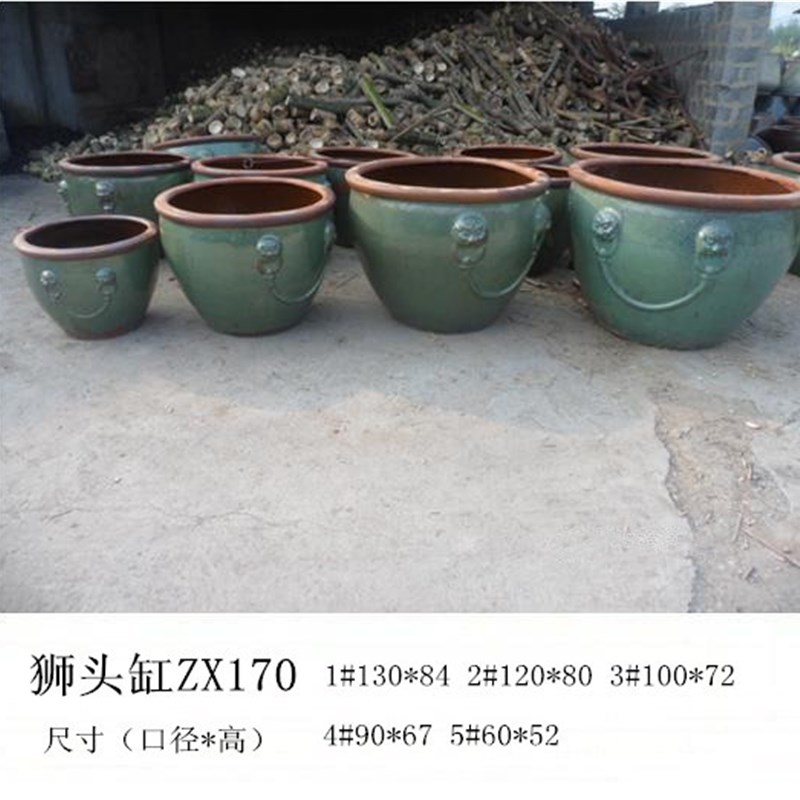 园林景观老式大水缸土陶鱼缸粗陶缸庭院鱼缸荷花莲花缸风水缸62