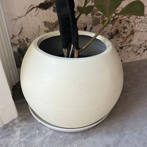 【工厂店】圆球形圆形镁泥花盆北欧简约风轻奢高尚绿植植物盆栽
