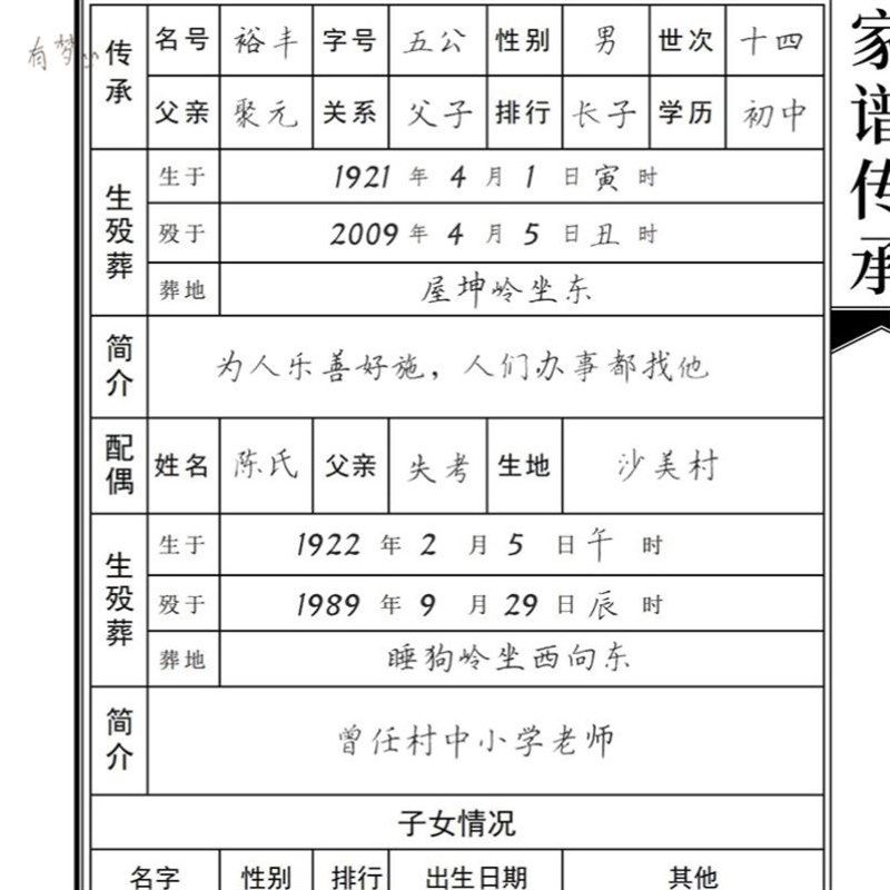 填写式宣纸家谱族谱手工线精装手抄本手写式复古传承空白本带盒子
