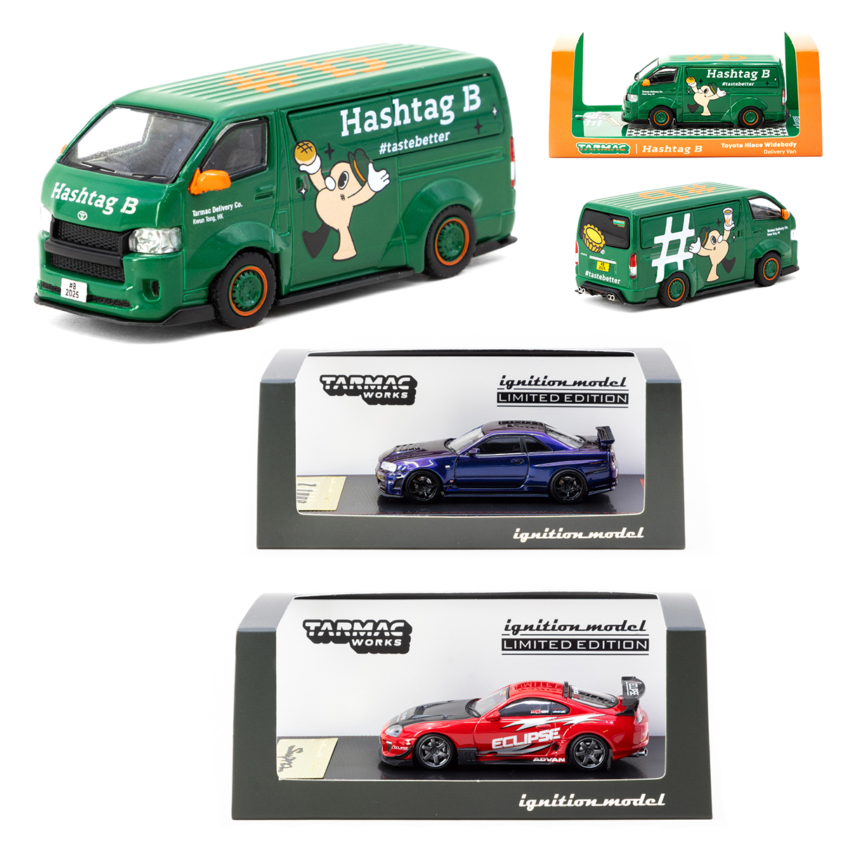 TW IG 1:64 丰田toyota hiace蛋挞日产R34 GTR Supra A80汽车模型