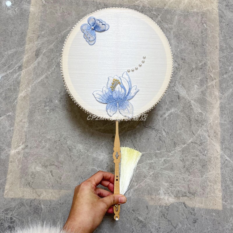 蚕丝扇diy手工diy材料团建手工