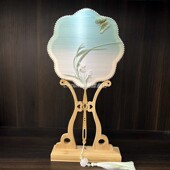 渐变色蚕丝扇diy材料包成品手工制作国风非遗团扇材料木骨架扇骨