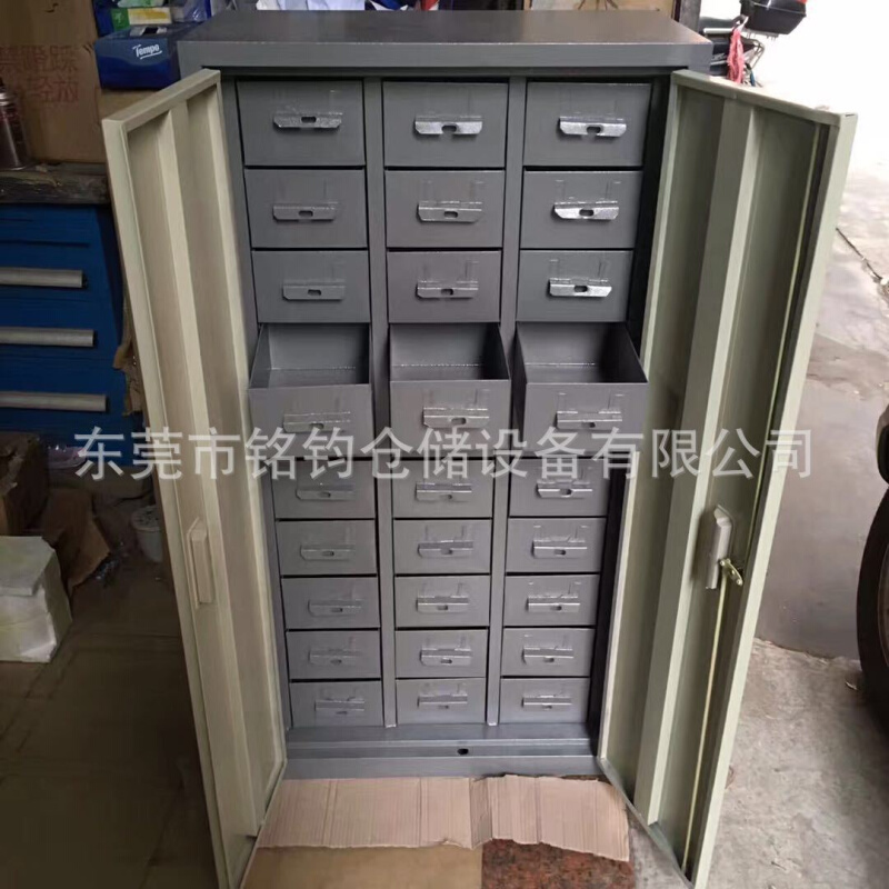 厂家直销30零件抽屉式工作台五金工具柜带门带锁48抽样带轮储物柜