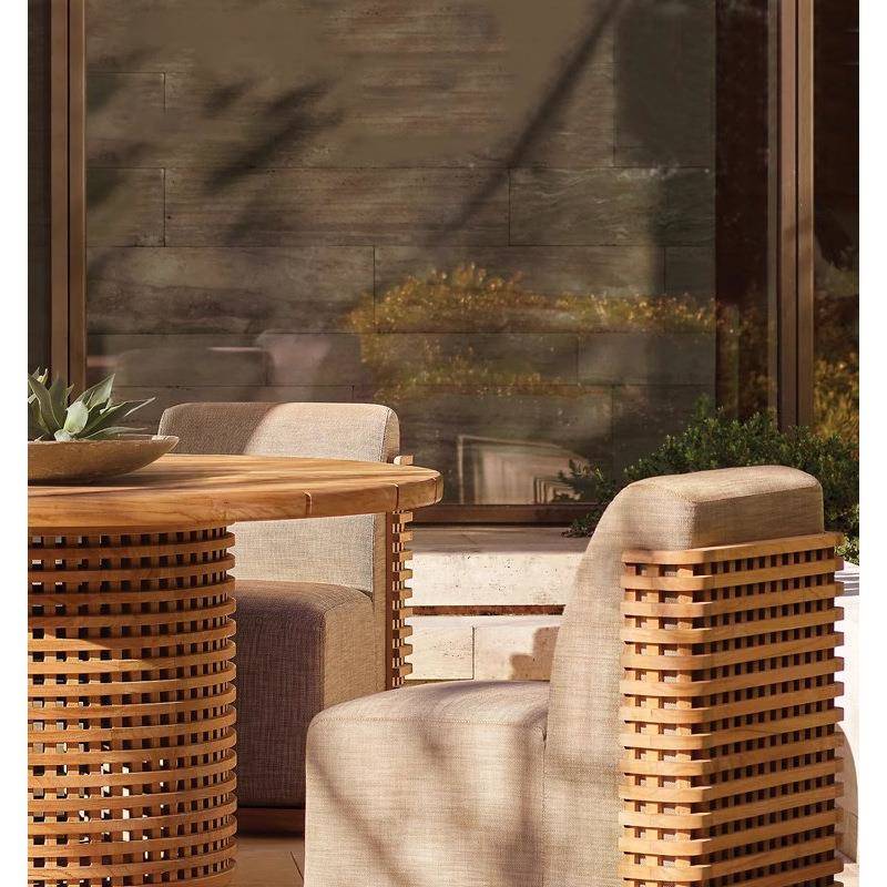 户外休闲实木桌椅庭院别墅柚木家具花园露天防腐防水防晒长餐桌椅