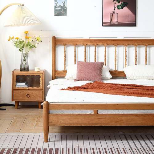 实木旋木温莎床樱桃木日式北欧家具卧室单人复古1.5米1.8米双人床