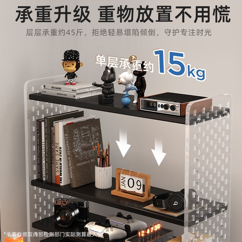 桌面置物架电脑桌上书架电竞房洞洞板收纳储O物架子多层办公整理