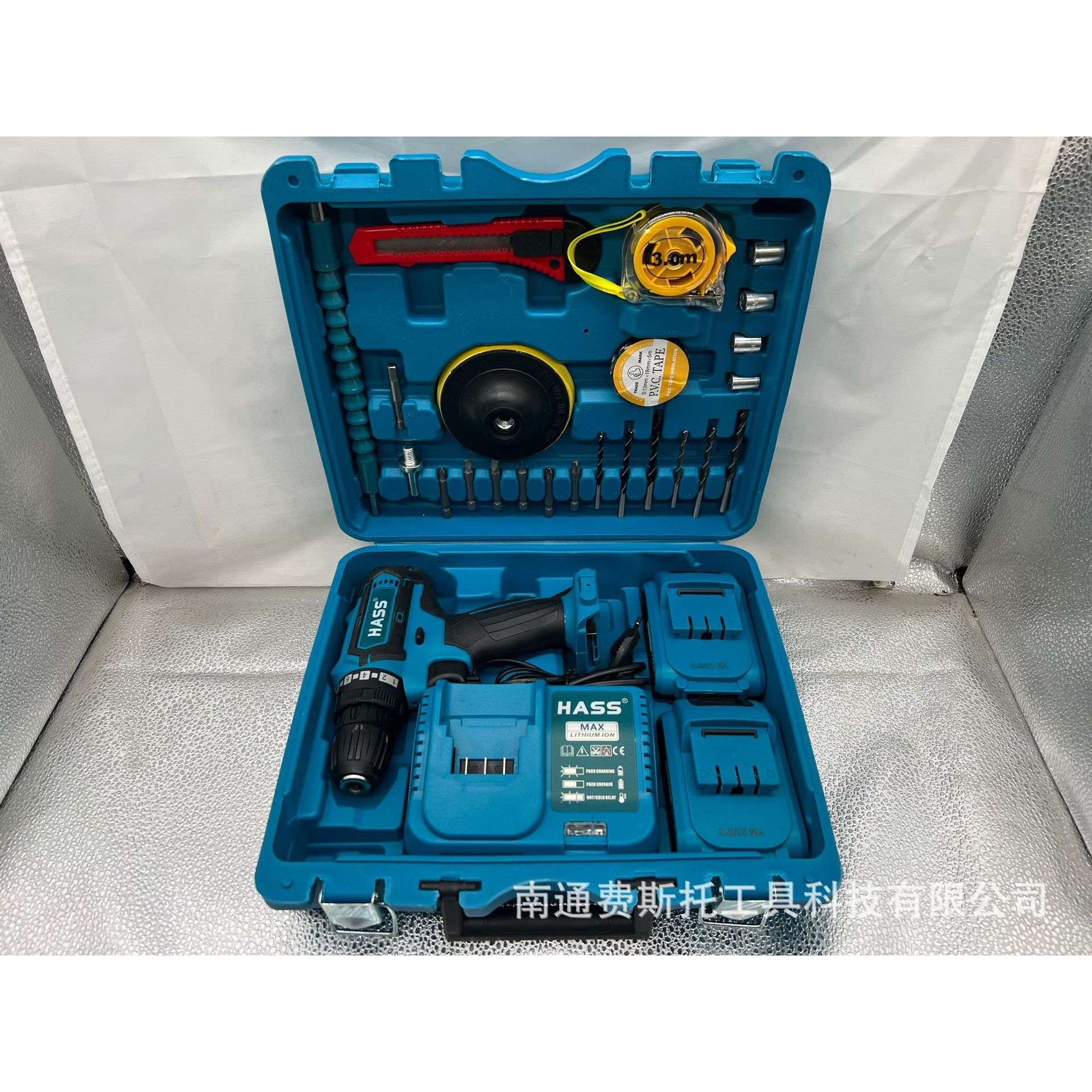 外贸款锂电手电钻组合套装车载维修工具电钻冲击钻套装工具箱