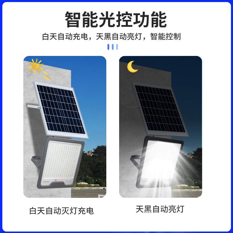 2025新款太阳能户外灯家用庭院灯 大功率LED超亮照明太阳能投光灯