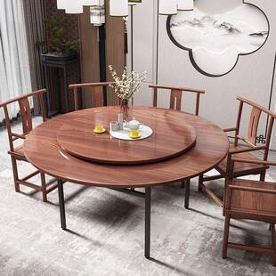 桃花芯实木圆桌面家用餐厅加厚大圆桌面带转盘15人20人实木圆餐桌