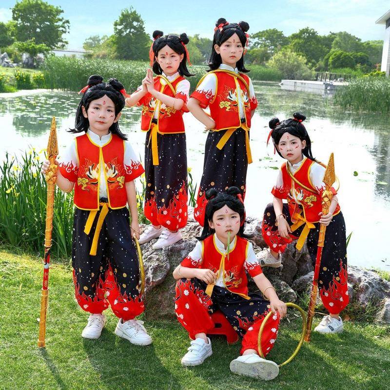 【折扣价】儿童哪咤汉服cos服装国潮哪吒衣服女童套装表演六一演